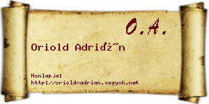 Oriold Adrián névjegykártya